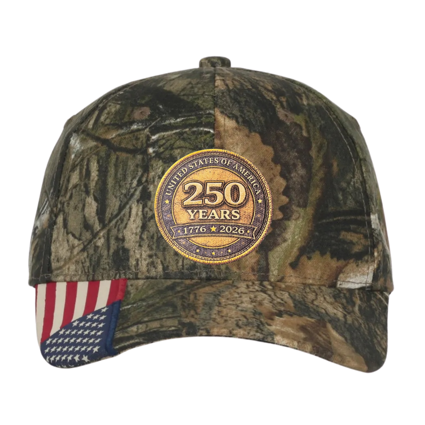 Outdoor Cap Mossy Oak/ US Flag with USA 250 Patch (3 patch options)