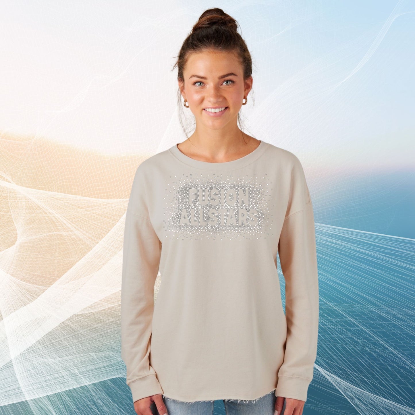 Ladies Drop Shoulder Beach Fleece Crew