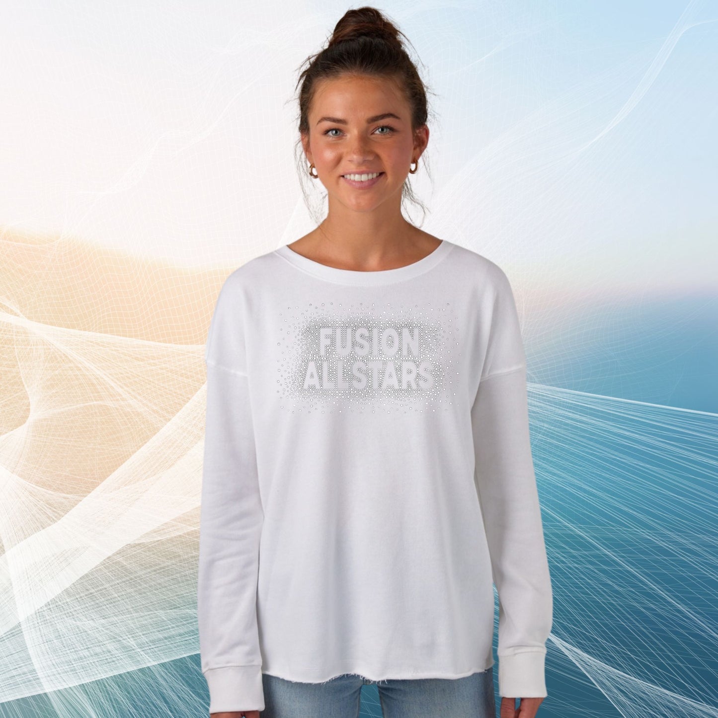 Ladies Drop Shoulder Beach Fleece Crew