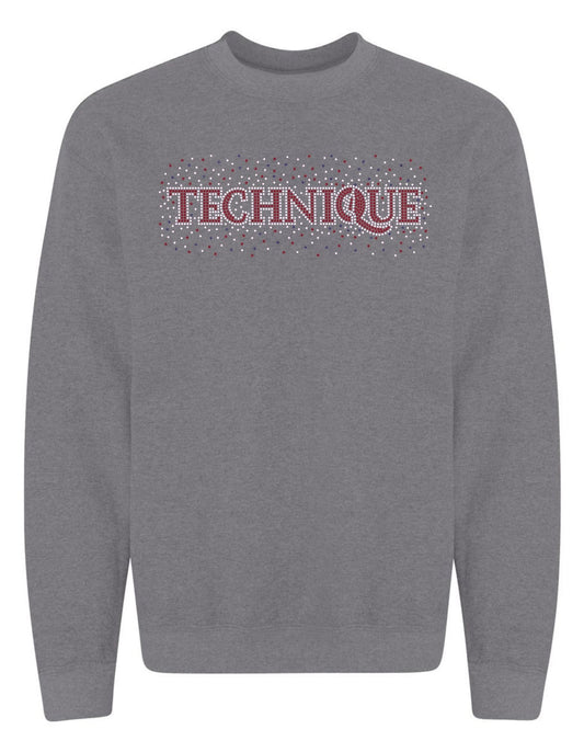 Technique Bling Red, AB & Blue Logo Print on Heavy Blend Unisex Crewneck Sweatshirt