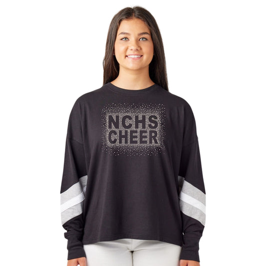 NCHS Cheer Ladies Boxy Varsity Long Sleeve Tee