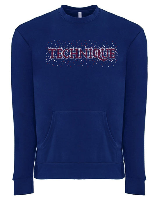 Technique Bling Red, AB & Blue Logo Print on Santa Cruz Unisex POCKET Crewneck Sweatshirt