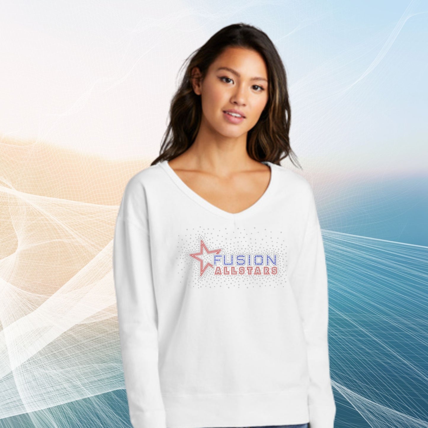 Ladies Beach Wash Garment-Dyed V-Neck Sweatshirt