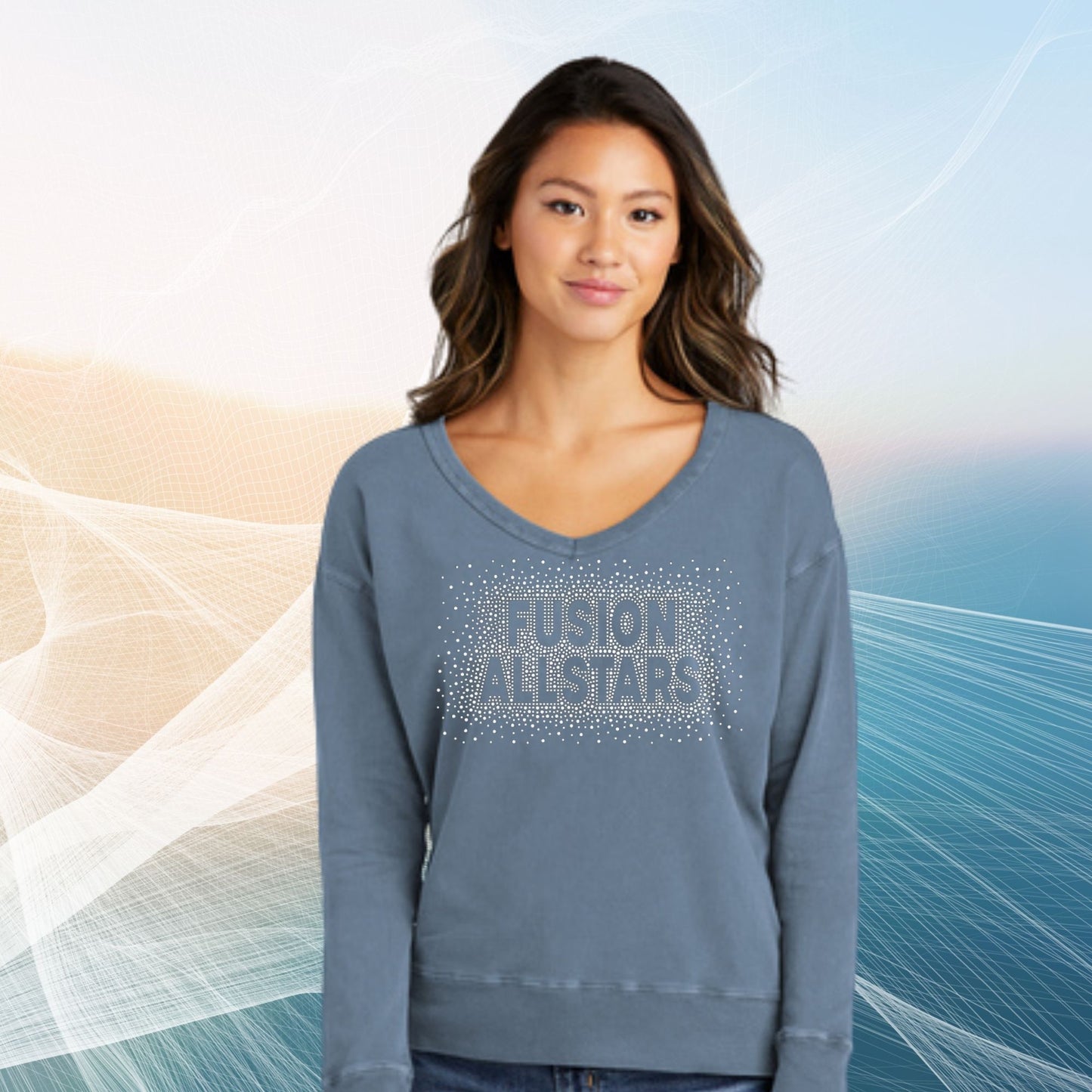 Ladies Beach Wash Garment-Dyed V-Neck Sweatshirt