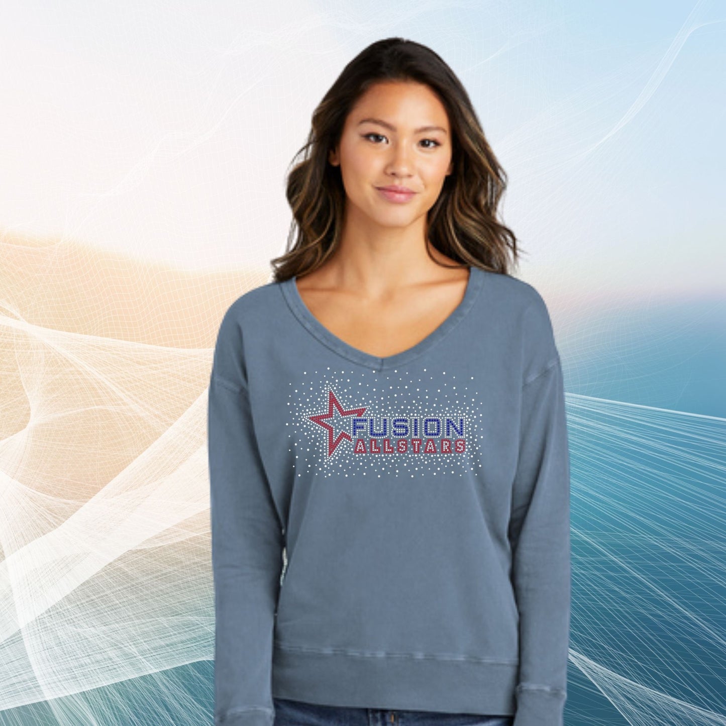 Ladies Beach Wash Garment-Dyed V-Neck Sweatshirt