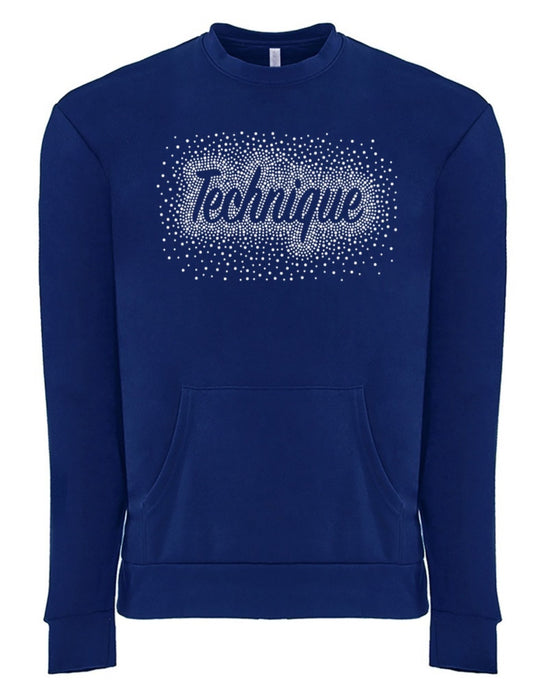 Technique Bling Script Print on Santa Cruz Unisex POCKET Crewneck Sweatshirt