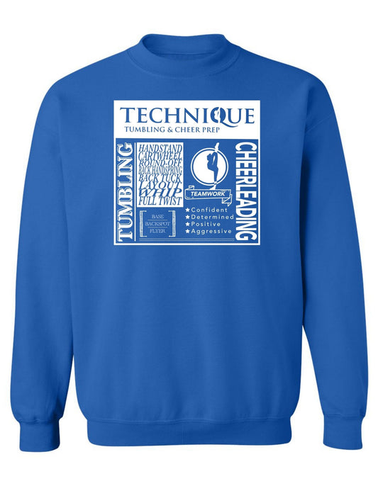 "Technique Words" Print on Heavy Blend Unisex Crewneck Sweatshirt