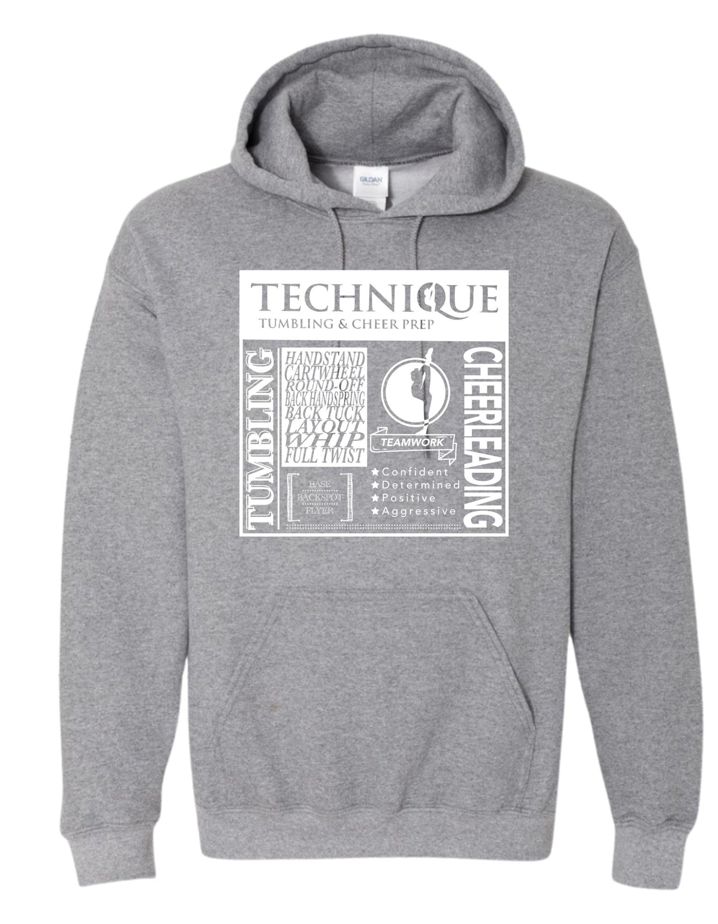 "Technique Words" Print on Heavy Blend Unisex Hoodie