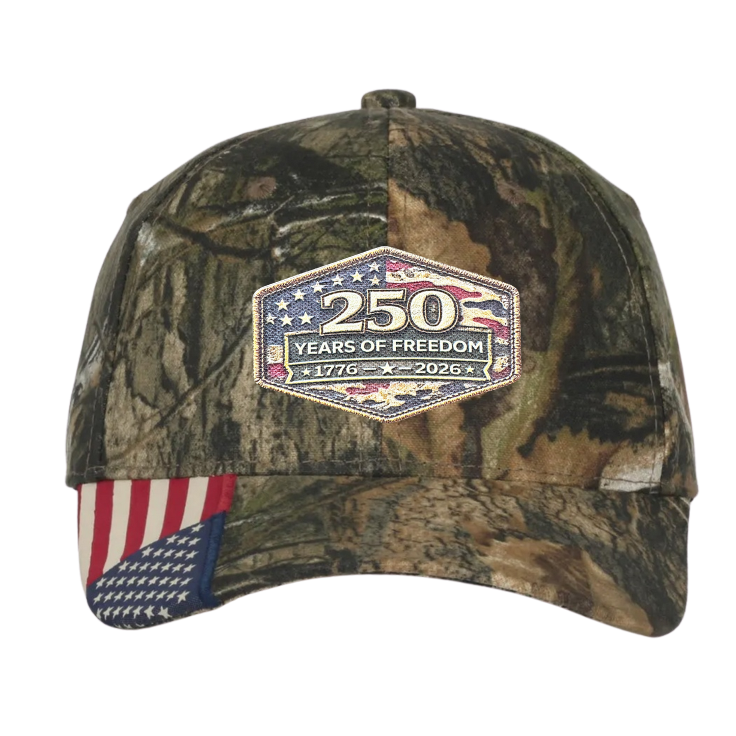 Outdoor Cap Mossy Oak/ US Flag with USA 250 Patch (3 patch options)