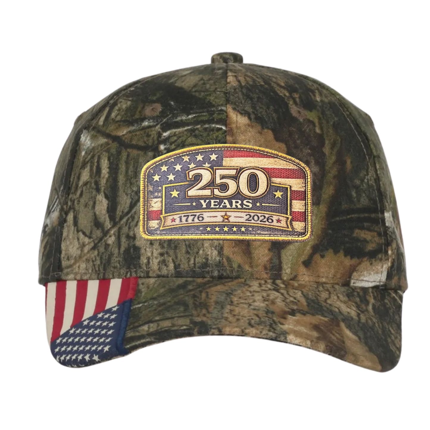 Outdoor Cap Mossy Oak/ US Flag with USA 250 Patch (3 patch options)